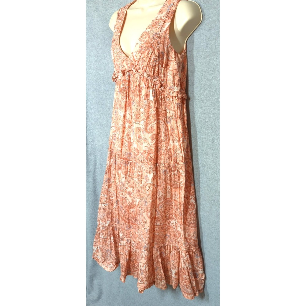 Rachael Zoe Midi Tiered Sun Dress XS 100% Cotton Sleeveless Ruffles Boho Chic